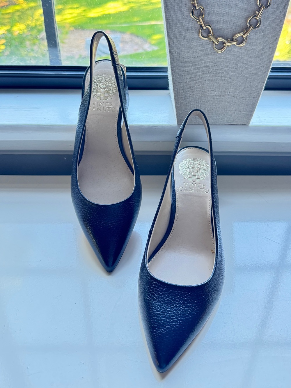 Vince Camuto Black Pointed-Toe Slingback Pumps